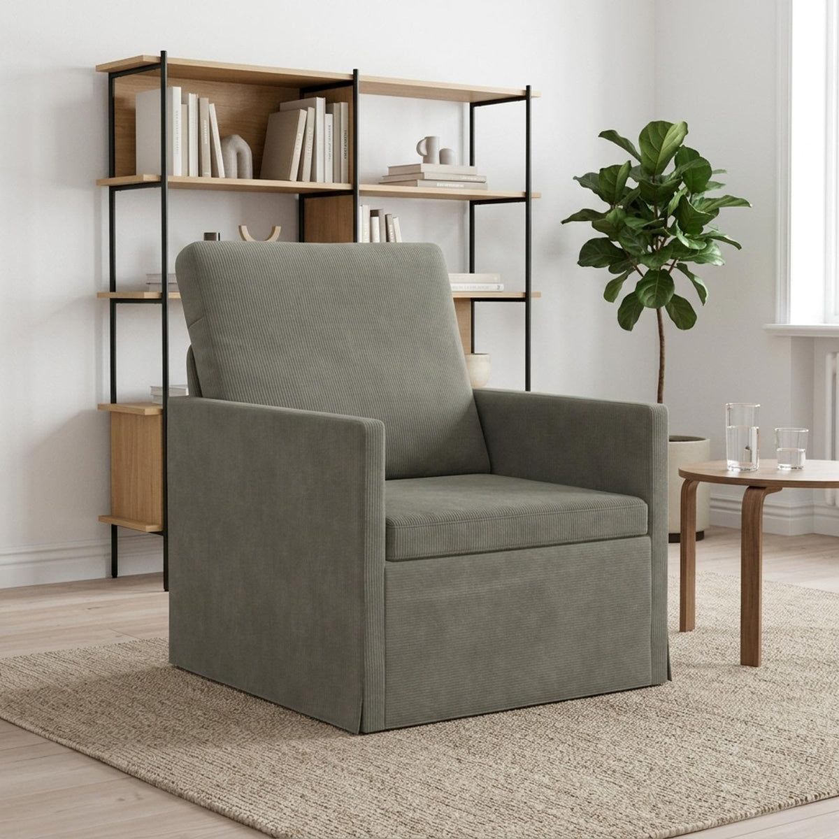 vidaXL Armchair Light Grey 70 x 81 x 82 cm Corduroy Fabric