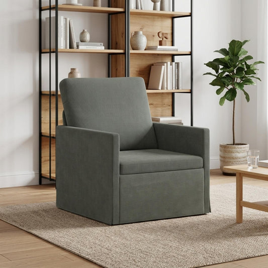 vidaXL Armchair Dark Grey 70 x 81 x 82 cm Corduroy Fabric