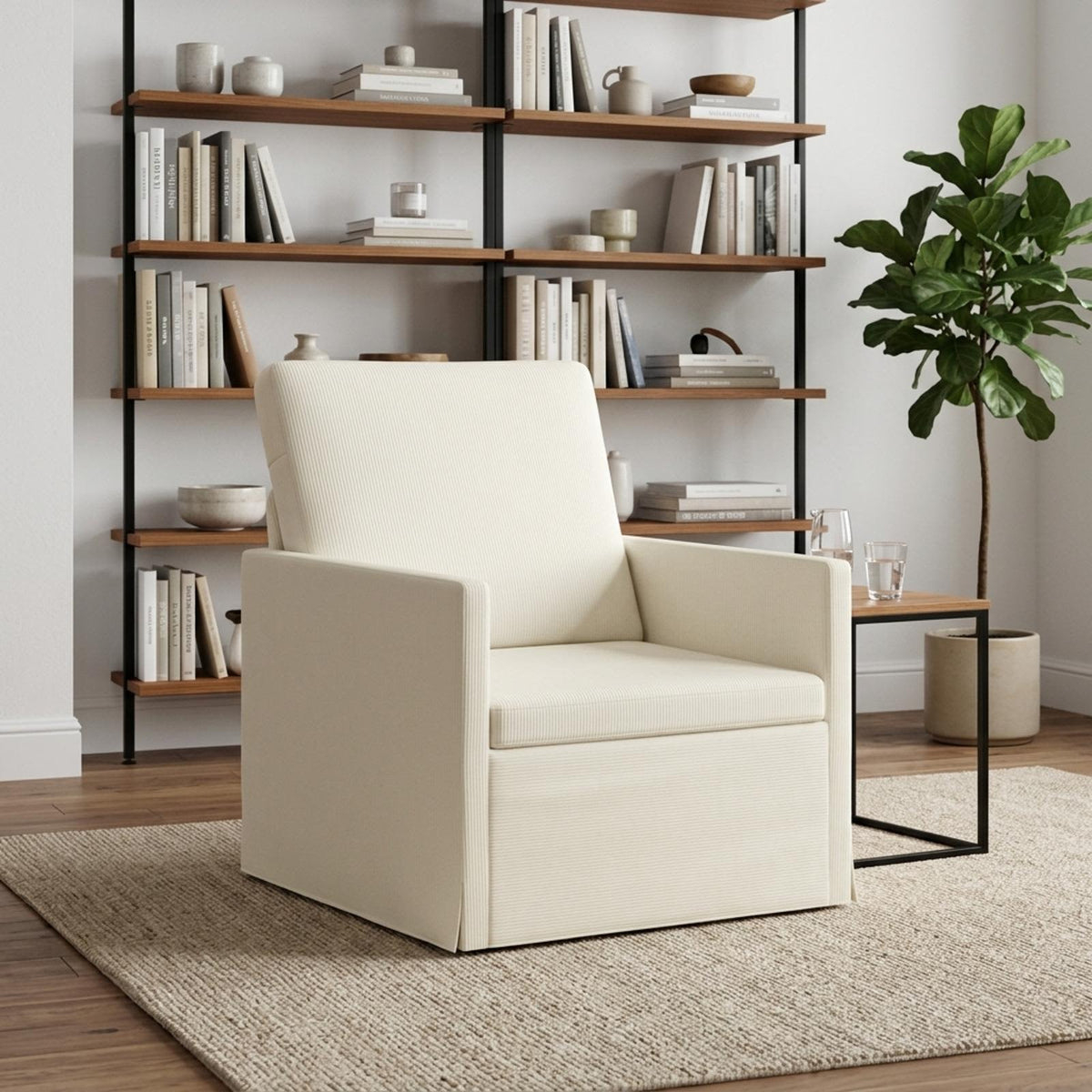 vidaXL Armchair Cream 70 x 81 x 82 cm Corduroy Fabric