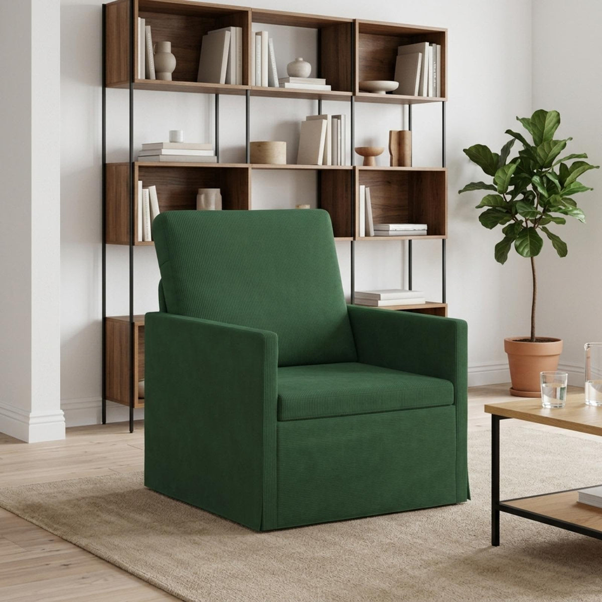 vidaXL Armchair Jungle Green 70 x 81 x 82 cm Corduroy Fabric