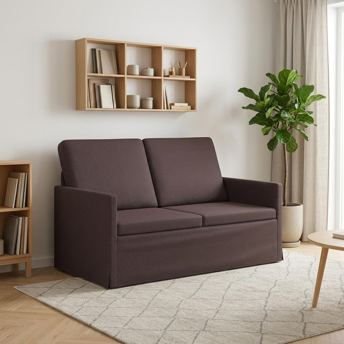 vidaXL 2 Seater Sofa Dark Brown 130 x 81 x 82 cm Fabric