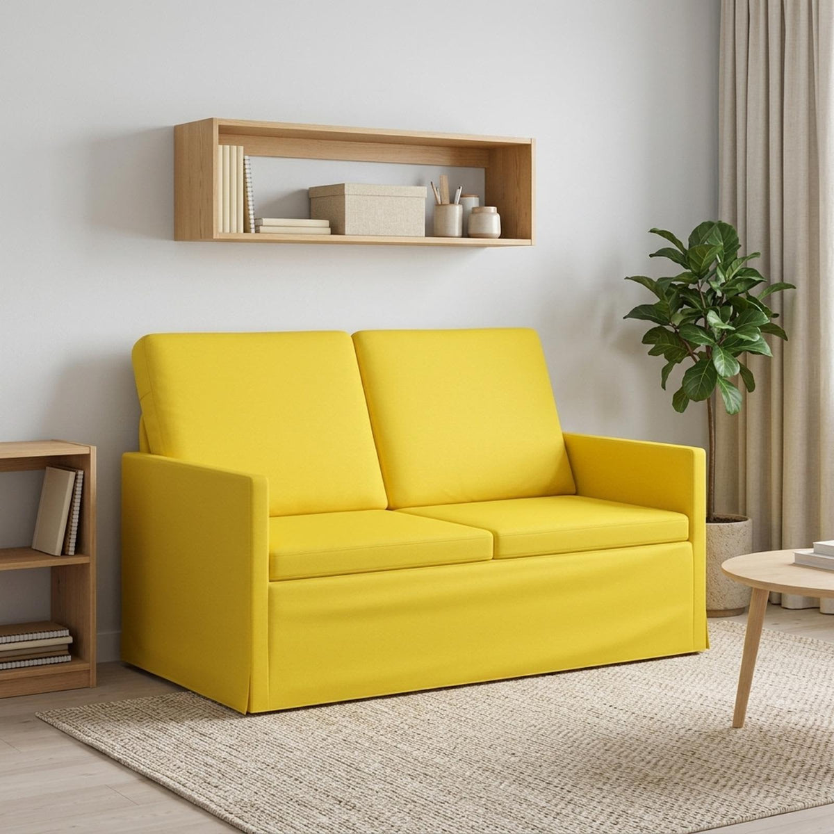 vidaXL 2 Seater Sofa Light Yellow 130 x 81 x 82 cm Fabric
