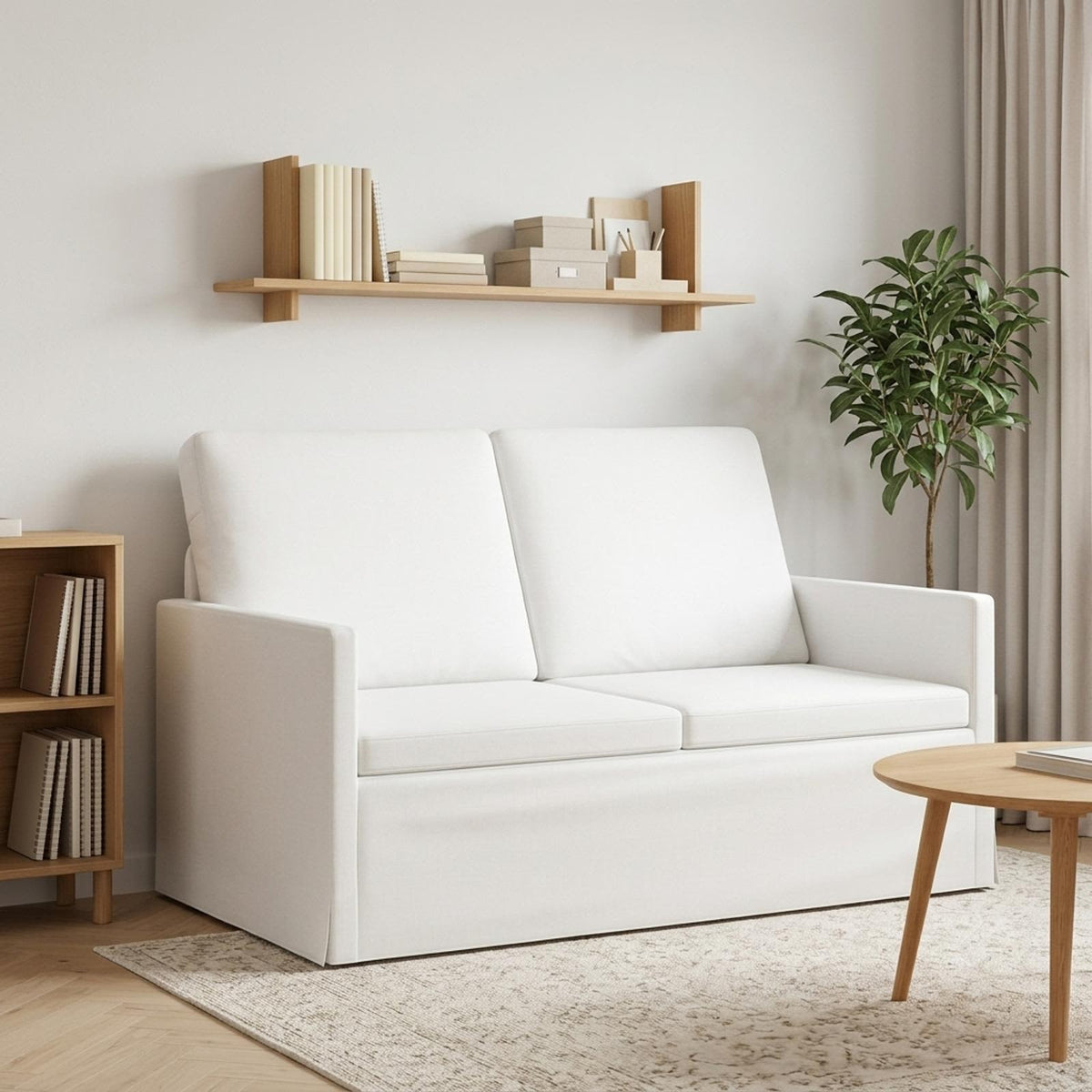 vidaXL 2 Seater Sofa White 130 x 81 x 82 cm Fabric