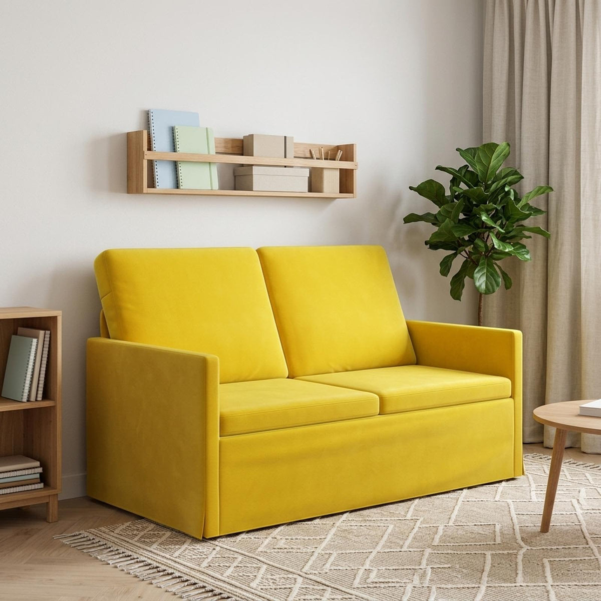 vidaXL 2 Seater Sofa Yellow 130 x 81 x 82 cm Velvet