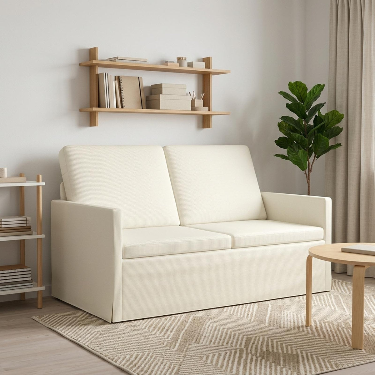 vidaXL 2 Seater Sofa Cream 130 x 81 x 82 cm Corduroy Fabric
