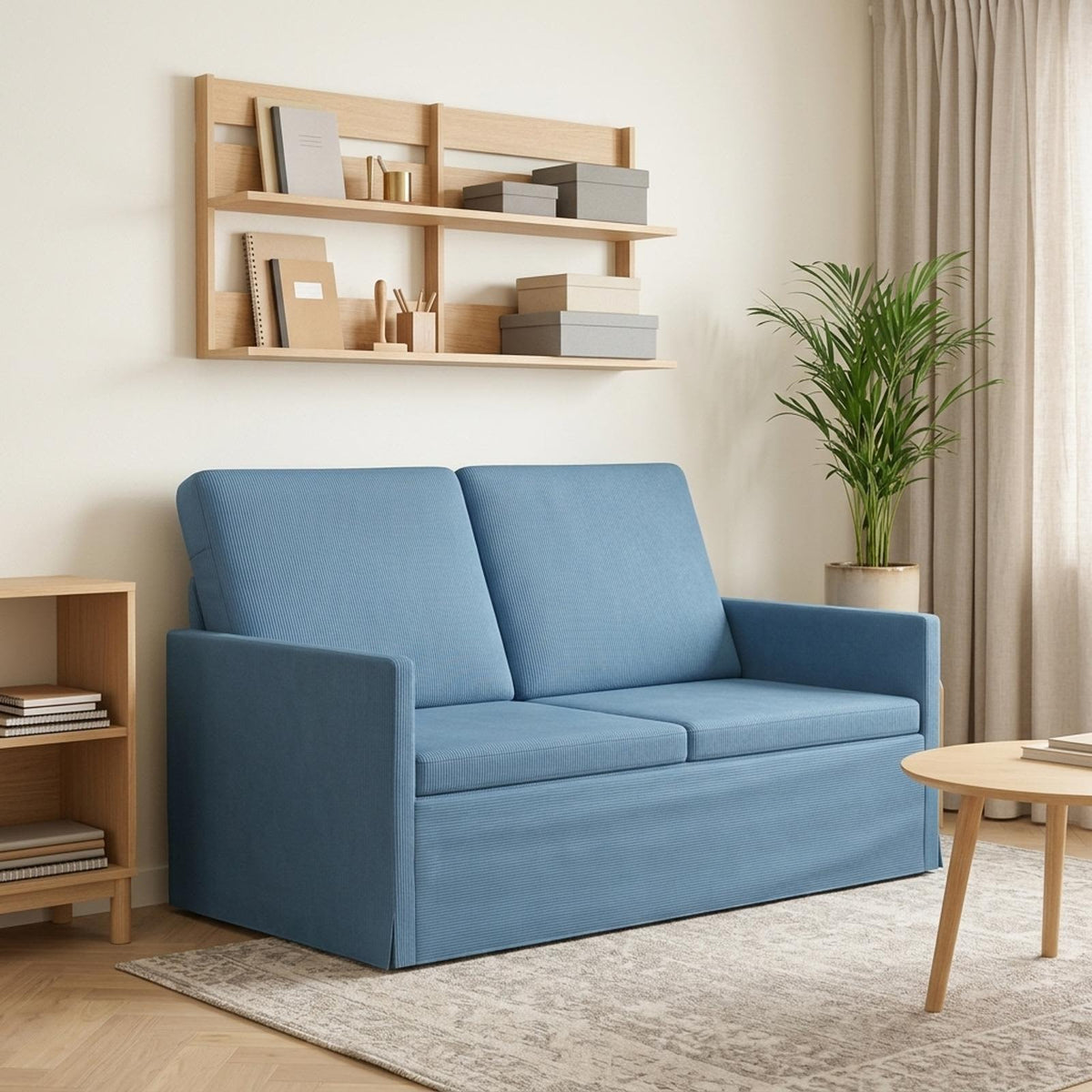 vidaXL 2 Seater Sofa Blue 130 x 81 x 82 cm Corduroy Fabric