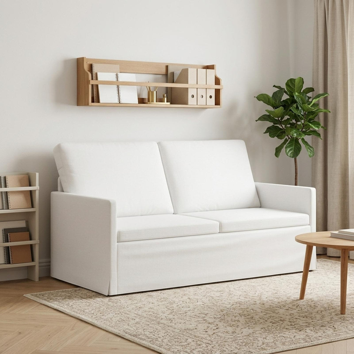 vidaXL 2 Seater Sofa White 150 x 81 x 82 cm Fabric
