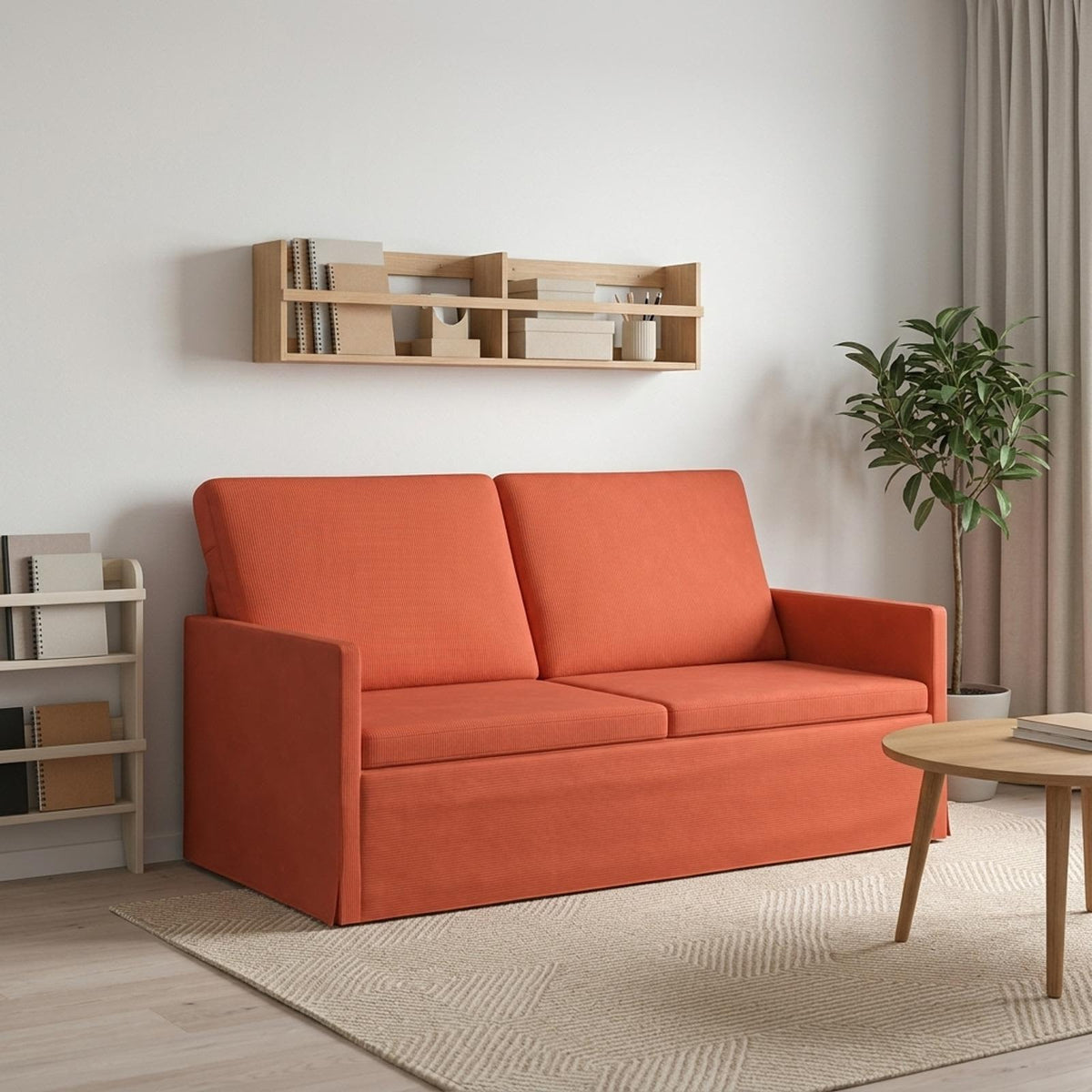 vidaXL 2 Seater Sofa Red Orange 150 x 81 x 82 cm Corduroy Fabric