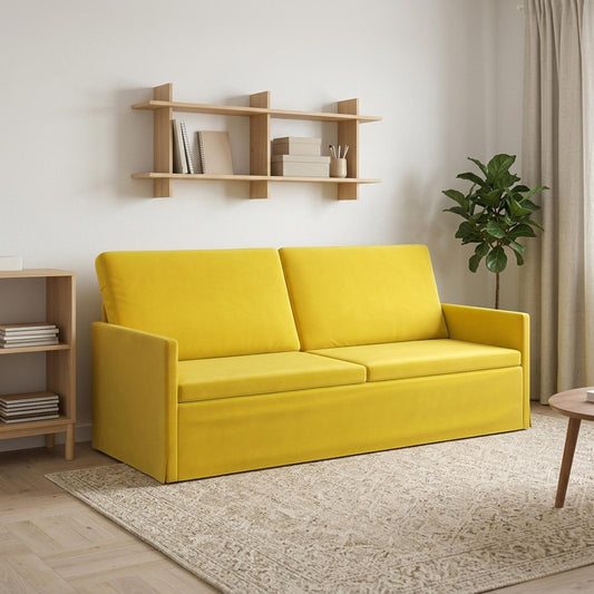 vidaXL 3 Seater Sofa Yellow 190 x 81 x 82 cm Velvet