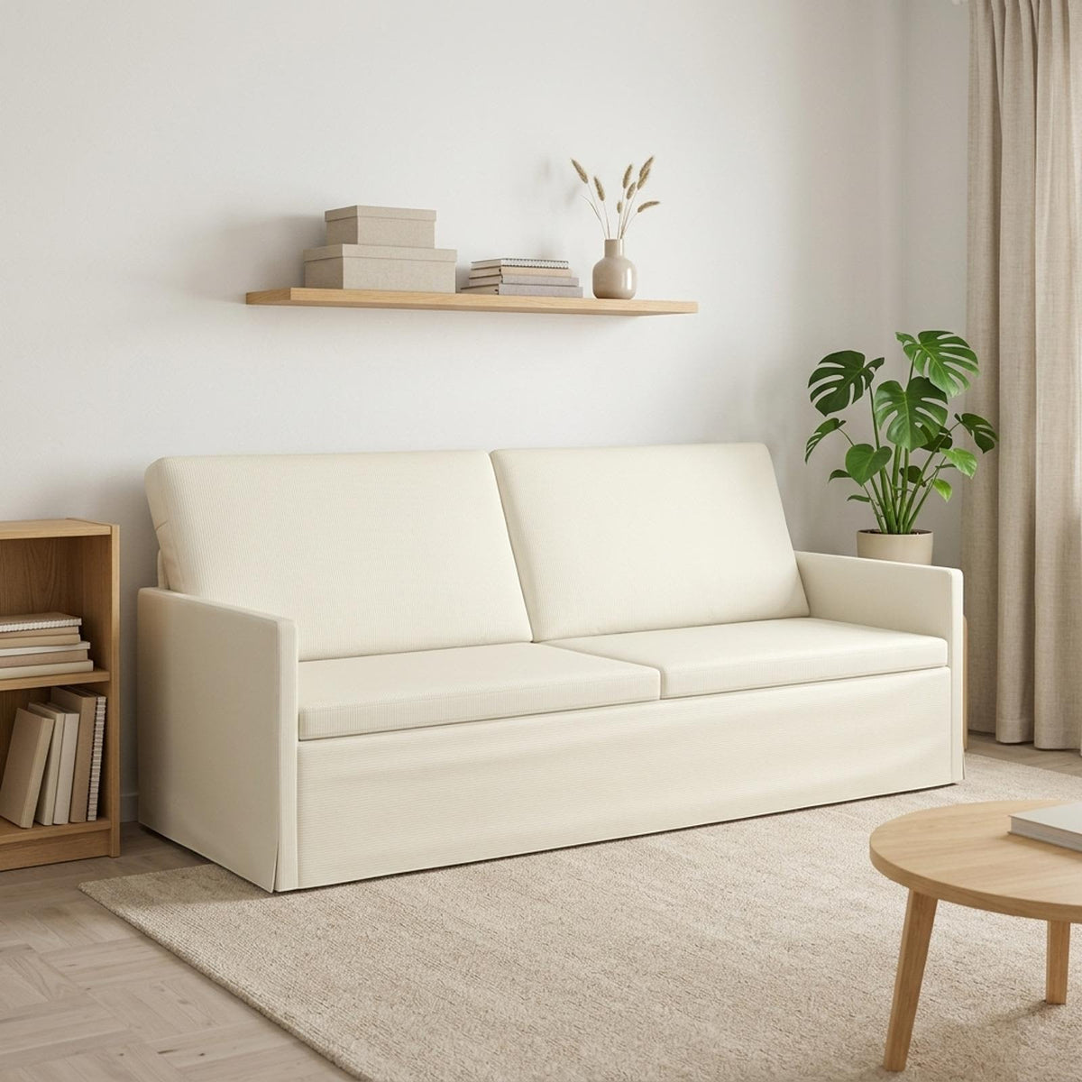vidaXL 3 Seater Sofa Cream 190 x 81 x 82 cm Corduroy Fabric