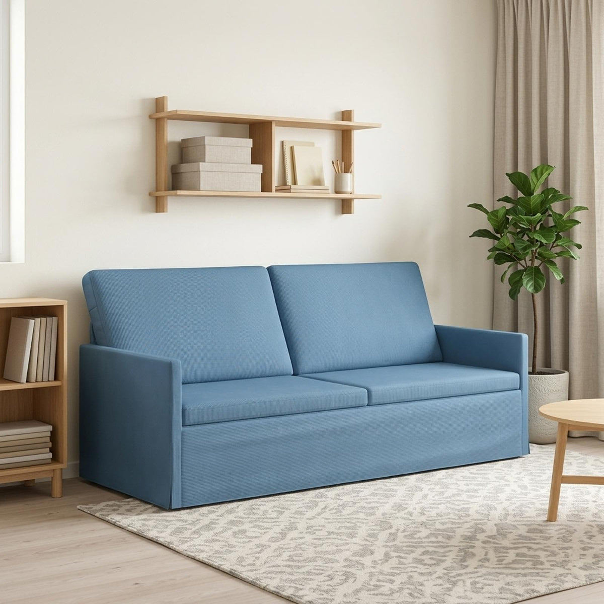vidaXL 3 Seater Sofa Blue 190 x 81 x 82 cm Corduroy Fabric
