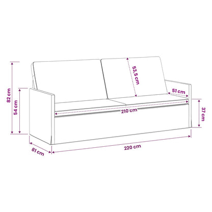 vidaXL 3 Seater Sofa Light Grey 220 x 81 x 82 cm Fabric