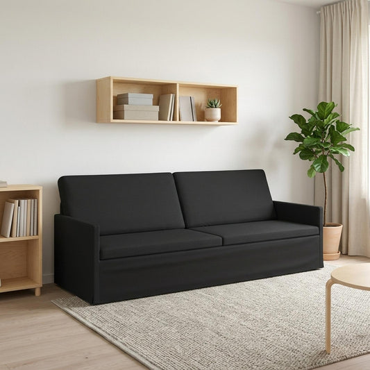 vidaXL 3 Seater Sofa Black 220 x 81 x 82 cm Fabric