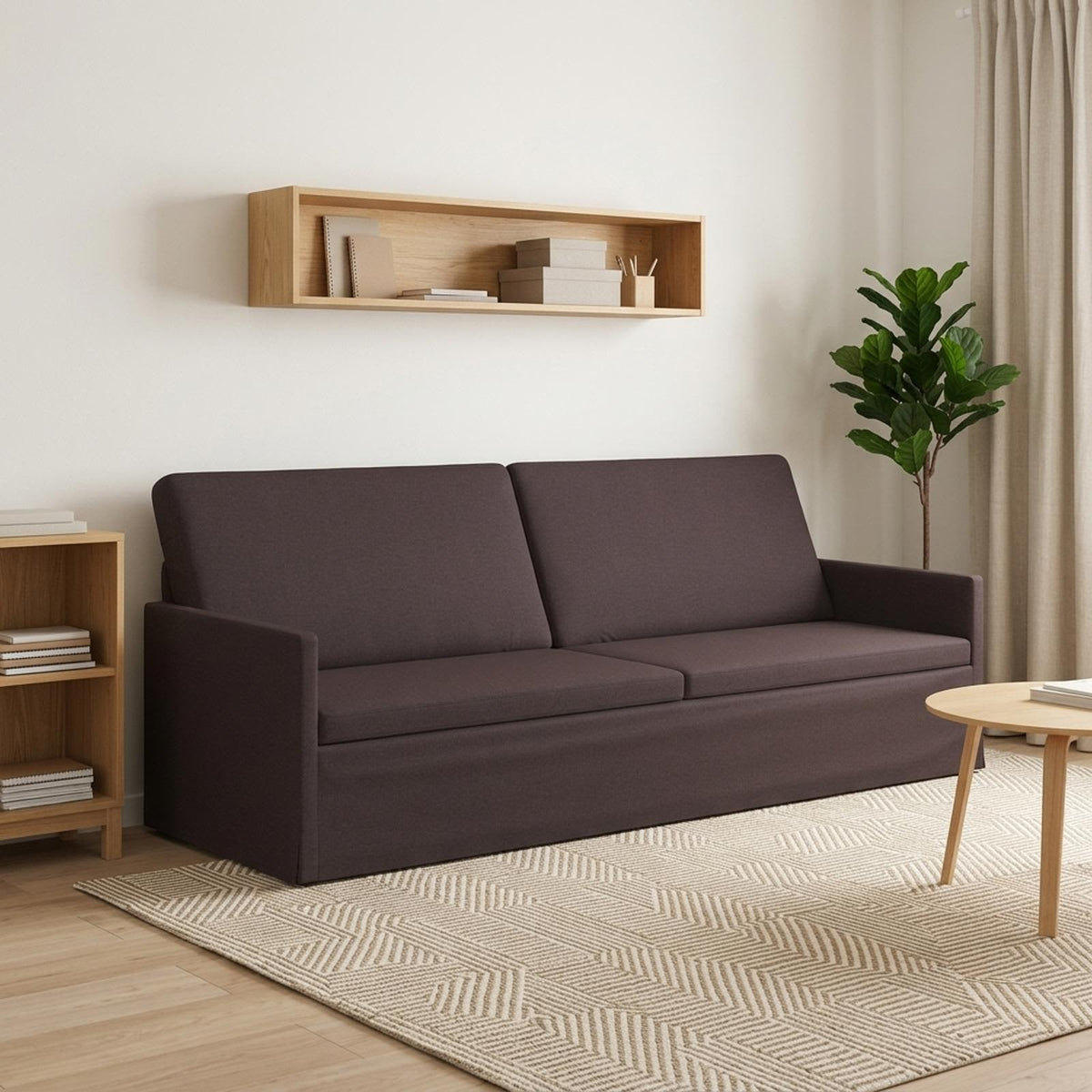 vidaXL 3 Seater Sofa Dark Brown 220 x 81 x 82 cm Fabric