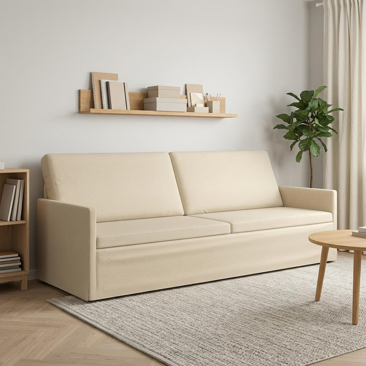 vidaXL 3 Seater Sofa Cream 220 x 81 x 82 cm Fabric