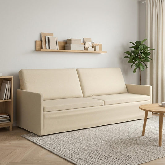 vidaXL 3 Seater Sofa Cream 220 x 81 x 82 cm Fabric