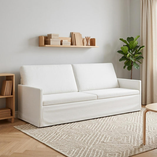 vidaXL 3 Seater Sofa White 220 x 81 x 82 cm Fabric
