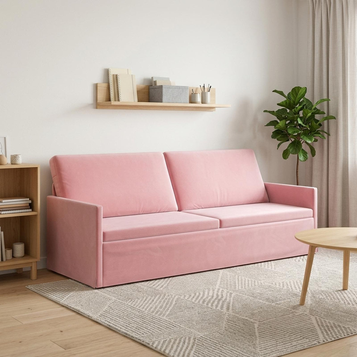 vidaXL 3 Seater Sofa Pink 220 x 81 x 82 cm Velvet
