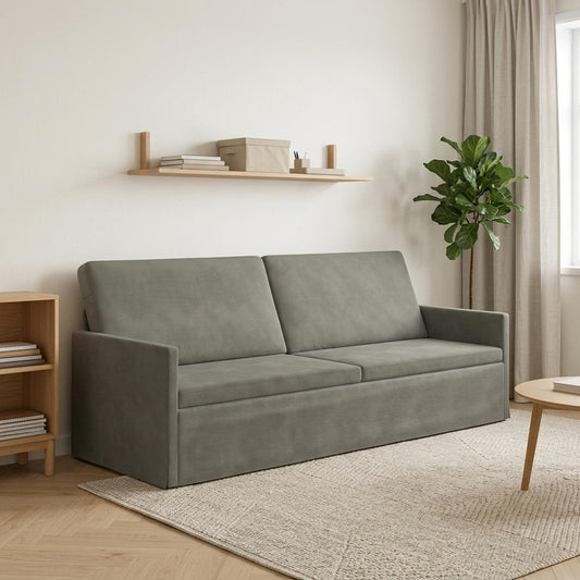 vidaXL 3 Seater Sofa Light Grey 220 x 81 x 82 cm Corduroy Fabric