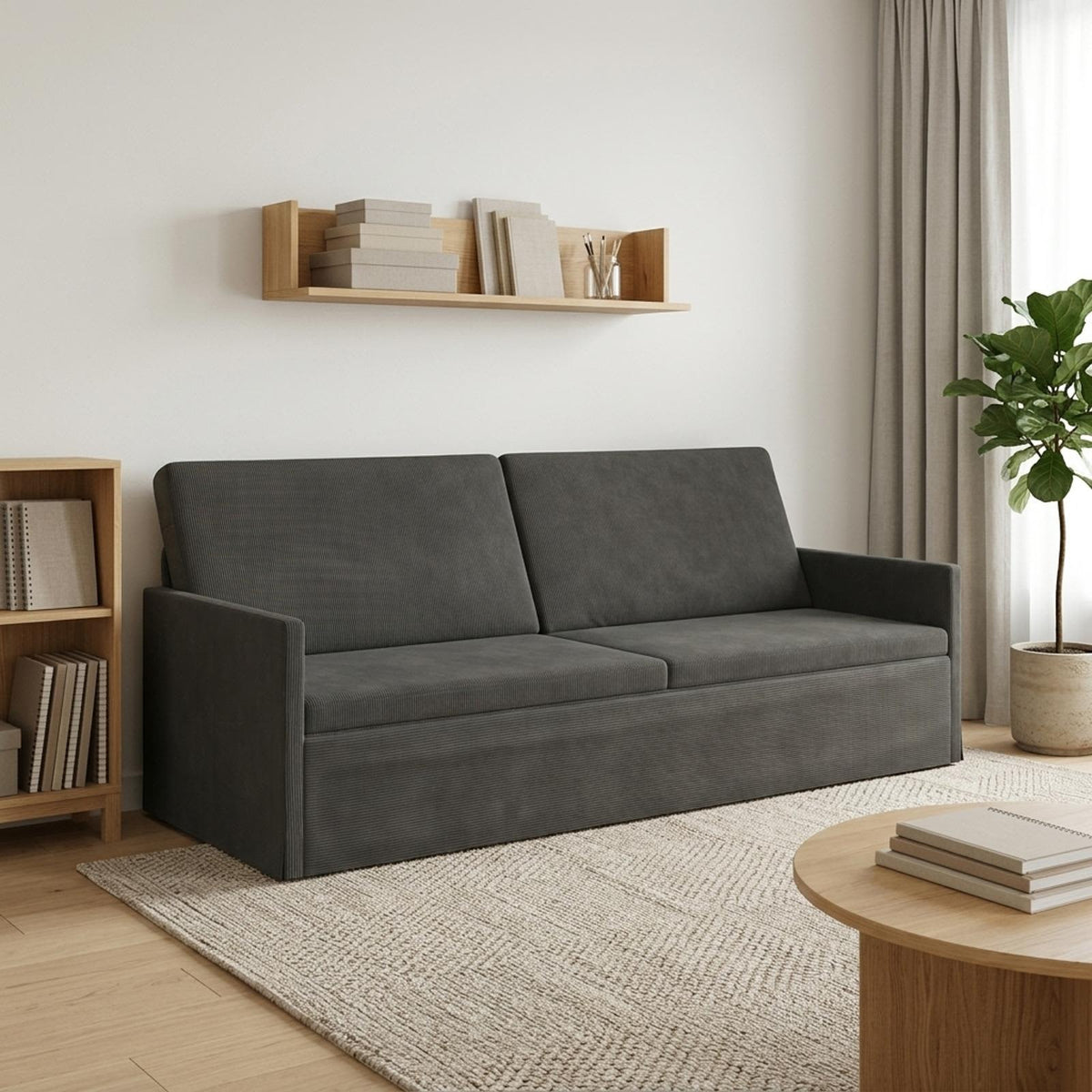 vidaXL 3 Seater Sofa Dark Grey 220 x 81 x 82 cm Corduroy Fabric