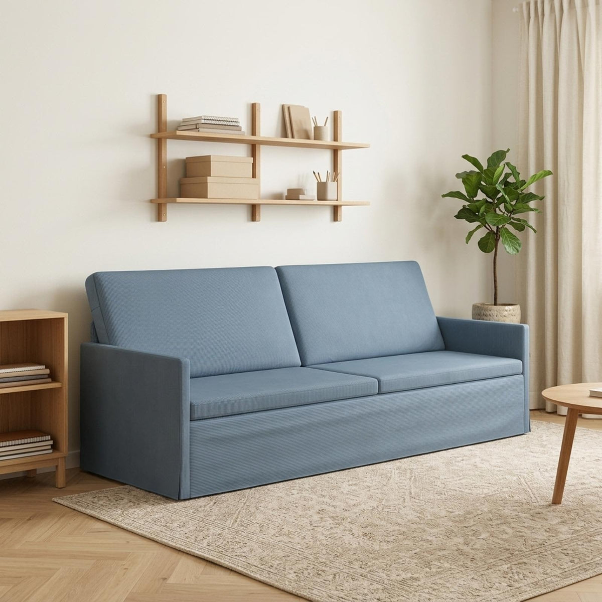 vidaXL 3 Seater Sofa Blue 220 x 81 x 82 cm Corduroy Fabric
