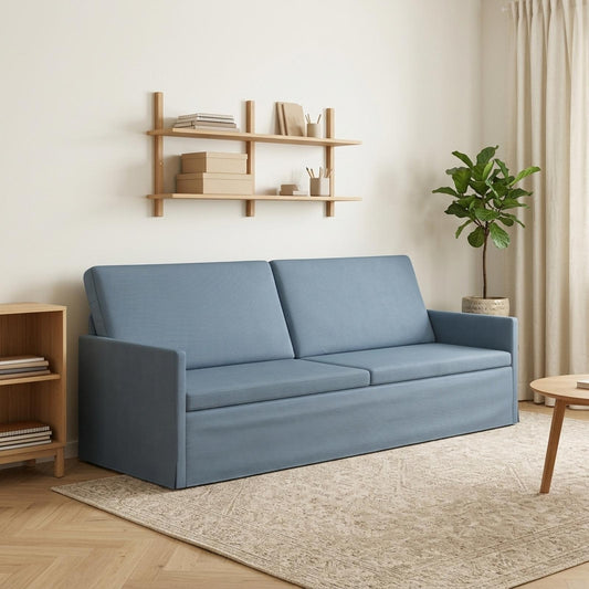 vidaXL 3 Seater Sofa Blue 220 x 81 x 82 cm Corduroy Fabric