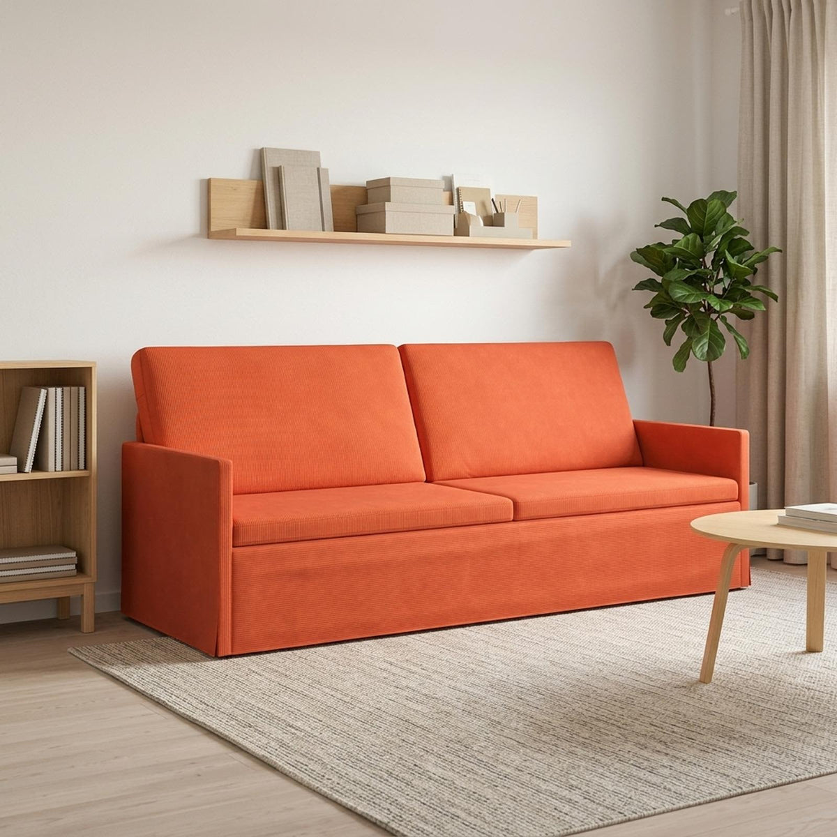 vidaXL 3 Seater Sofa Red Orange 220 x 81 x 82 cm Corduroy Fabric