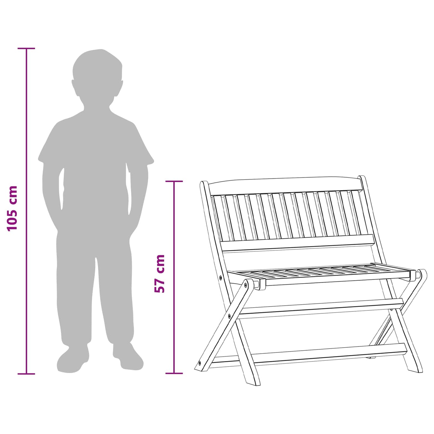 vidaXL Children Bench Brown 61 x 38 x 57 cm Solid Eucalyptus Wood