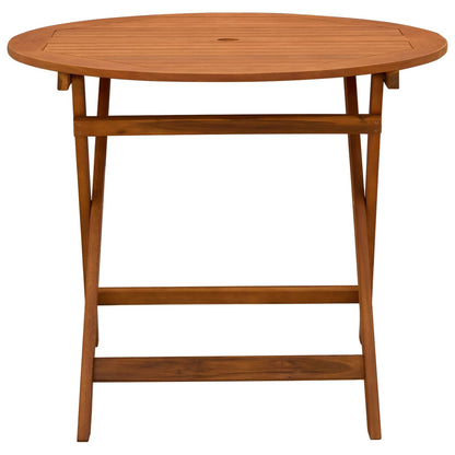 vidaXL Folding Garden Table Brown Ø 90 x 75 cm Solid Eucalyptus Wood