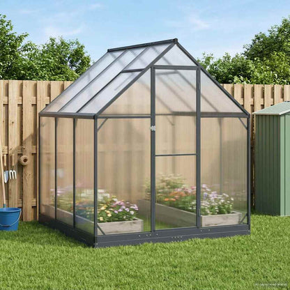 vidaXL Garden Greenhouse with Door Anthracite 183.5 x 183.5 x 207 cm