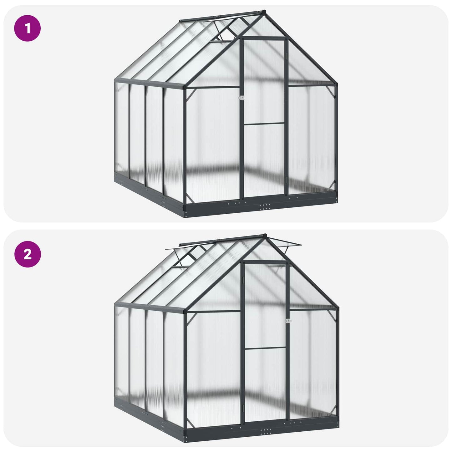 vidaXL Garden Greenhouse with Door Anthracite 183.5 x 243.5 x 207 cm