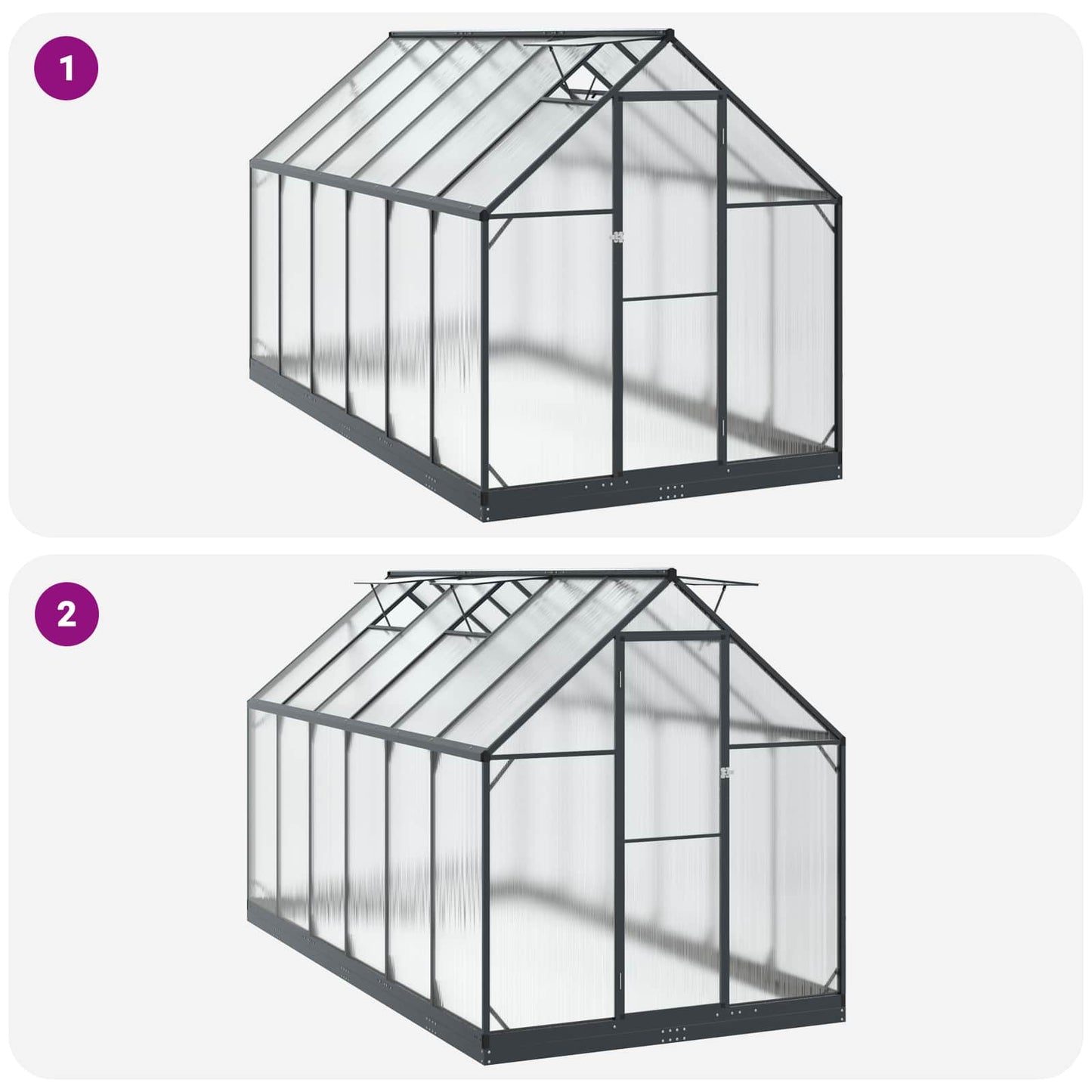 vidaXL Garden Greenhouse with Door Anthracite 183.5 x 363.5 x 207 cm