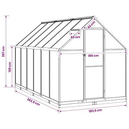 vidaXL Garden Greenhouse with Door Anthracite 183.5 x 363.5 x 207 cm