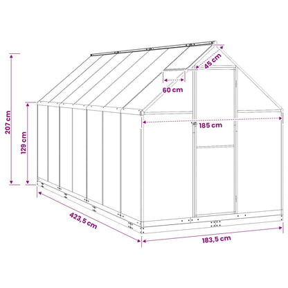 vidaXL Garden Greenhouse with Door Anthracite 183.5 x 423.5 x 207 cm