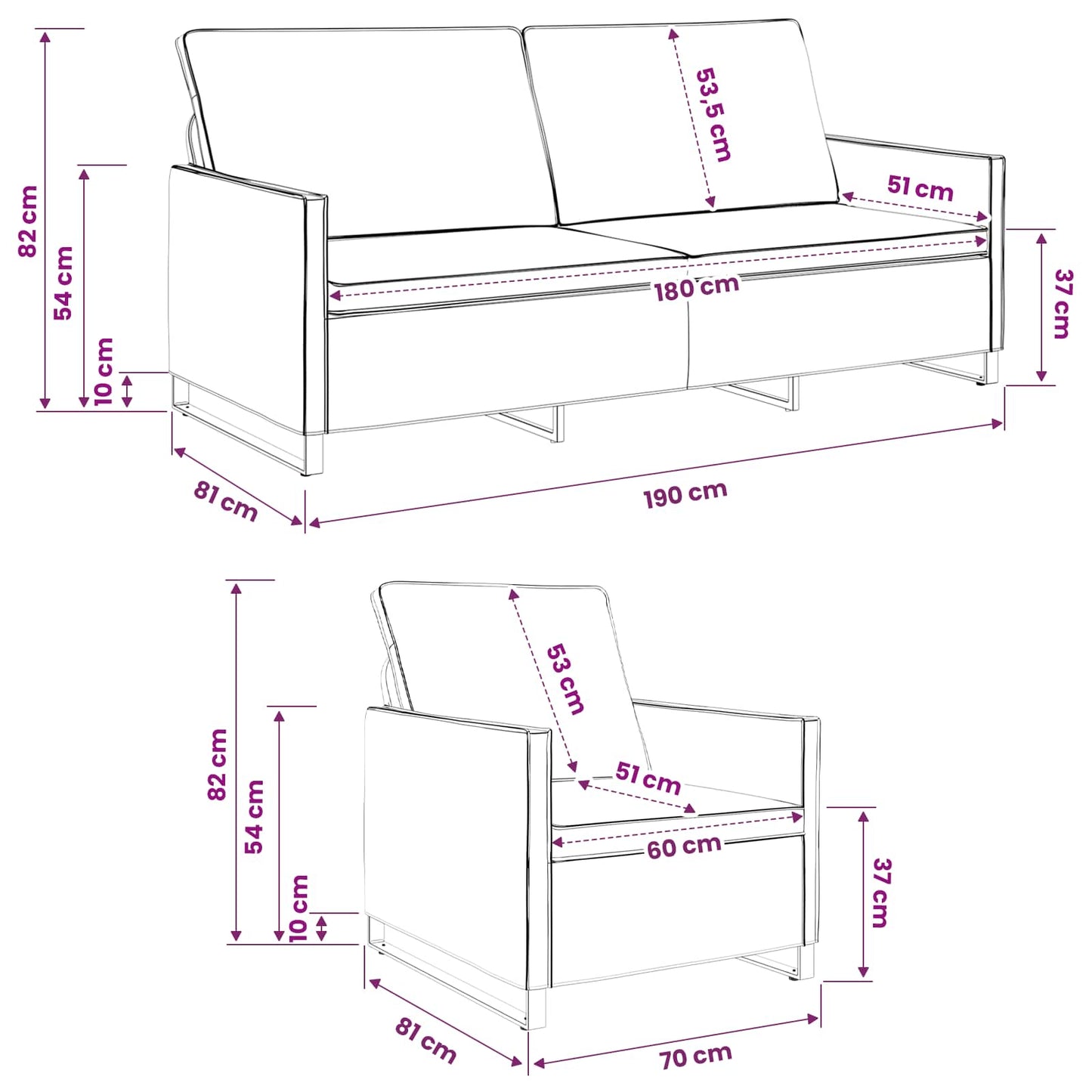 vidaXL Sofa Set 2 pcs Dark Grey Faux Suede Fabric
