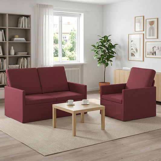 vidaXL Sofa Set 2 pcs Wine Red Fabric