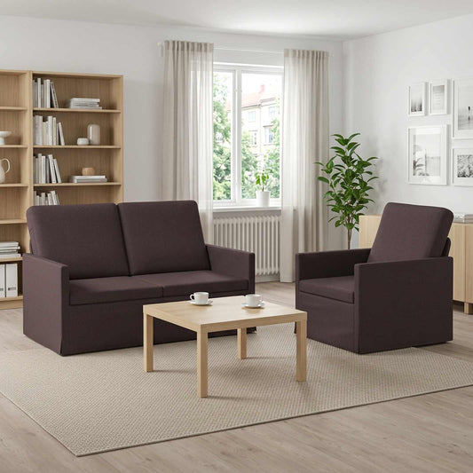 vidaXL Sofa Set 2 pcs Dark Brown Fabric