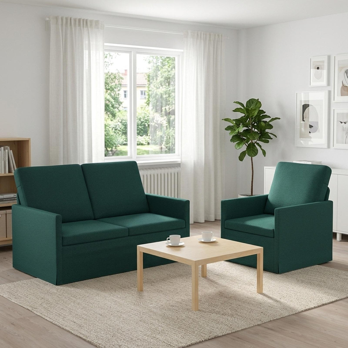 vidaXL Sofa Set 2 pcs Dark Green Fabric