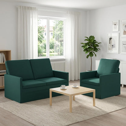 vidaXL Sofa Set 2 pcs Dark Green Fabric