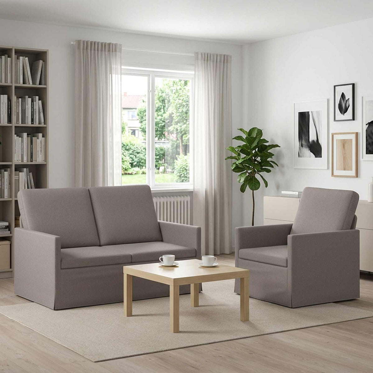 vidaXL Sofa Set 2 pcs Taupe Fabric