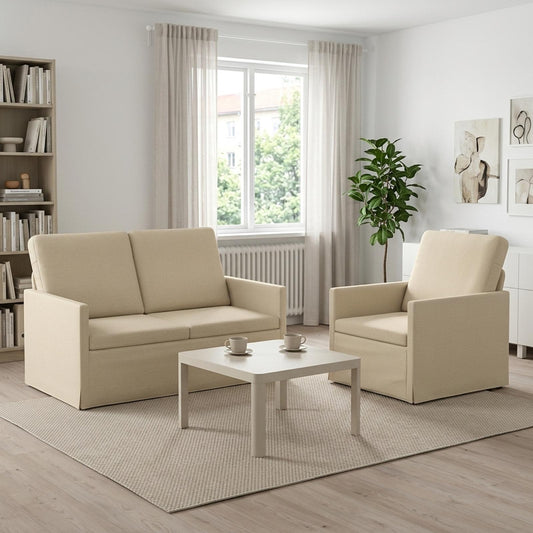 vidaXL Sofa Set 2 pcs Cream Fabric