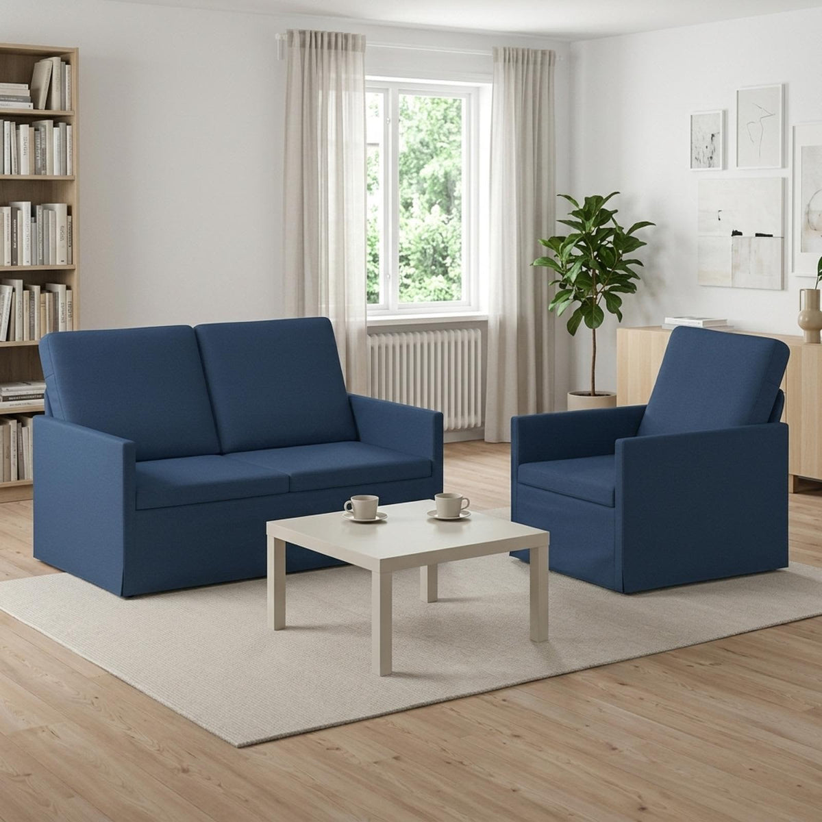 vidaXL Sofa Set 2 pcs Blue Fabric