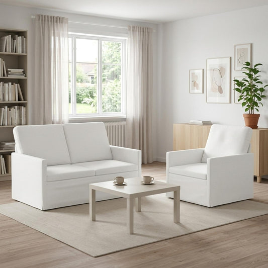 vidaXL Sofa Set 2 pcs White Fabric