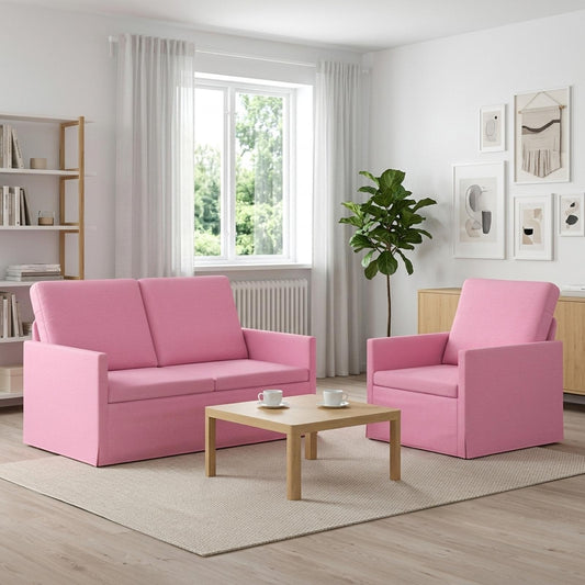 vidaXL Sofa Set 2 pcs Pink Fabric