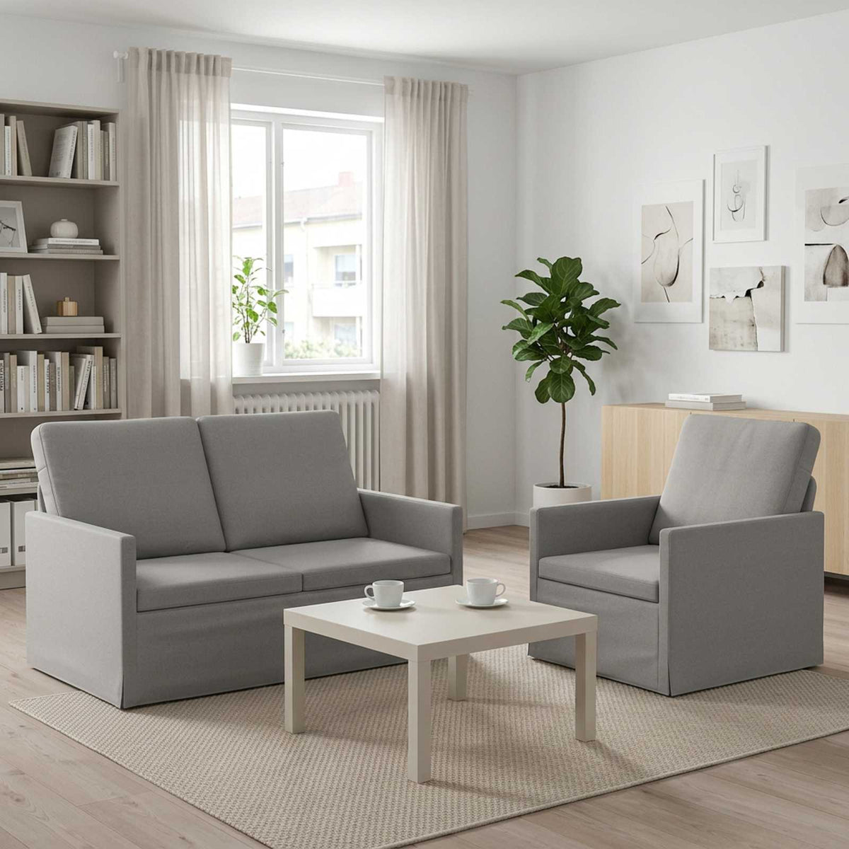 vidaXL Sofa Set 2 pcs Cloud Grey Fabric