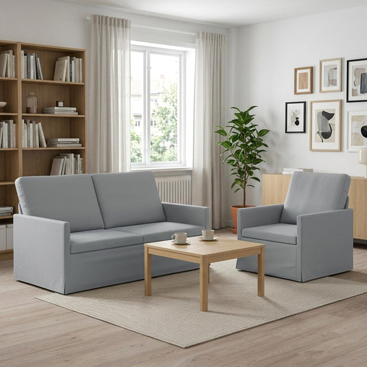 vidaXL Sofa Set 2 pcs Light Grey Fabric