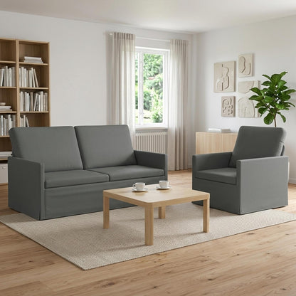 vidaXL Sofa Set 2 pcs Dark Grey Fabric