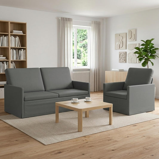 vidaXL Sofa Set 2 pcs Dark Grey Fabric