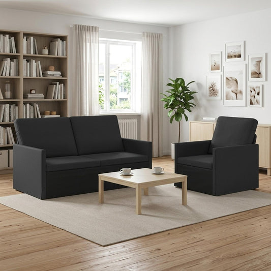 vidaXL Sofa Set 2 pcs Black Fabric