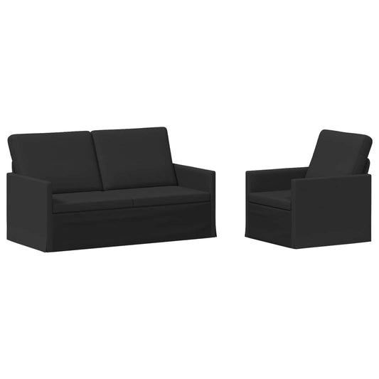 vidaXL Sofa Set 2 pcs Black Fabric